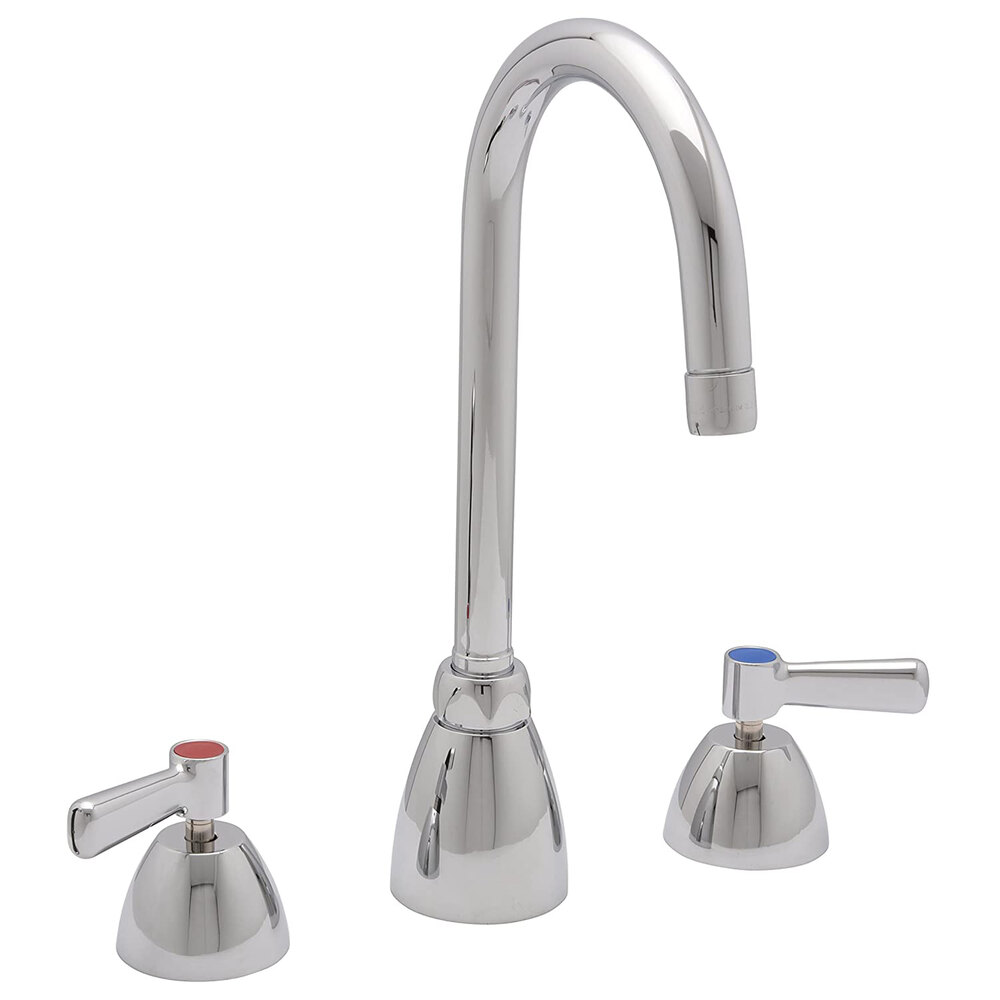 Zurn Elkay Z831B1-XL AquaSpec Deck Mount Faucet with Widespread Base, 5 3/8" Gooseneck Spout (2.2 GPM), and Ceramic Cartridge