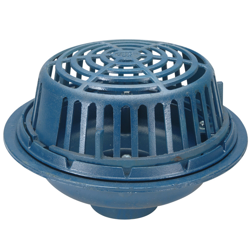 Zurn Elkay ZC100-4NH-C 15" Cast Iron Roof Drain with Low Silhouette Cast Iron Dome, Underdeck Clamp, and 4" No-Hub Outlet