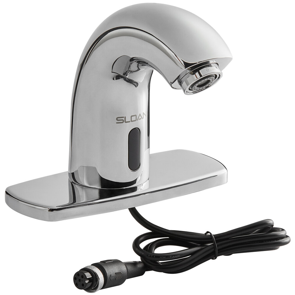 Sloan 3362102 Deck Mounted Sensor Faucet with 4 1/2" Spout, 4" Trim Plate, and 0.5 GPM Multi-Laminar Spray Device