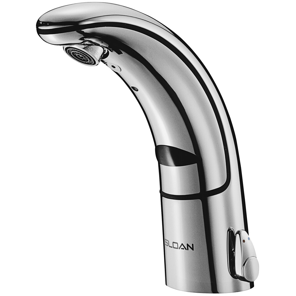 Sloan 3335001 Optima Battery Powered Chrome Deck Mounted 5 9/16" Sensor Faucet with Integrated Side Mixer, and 1.5 GPM Aerated Spray Device