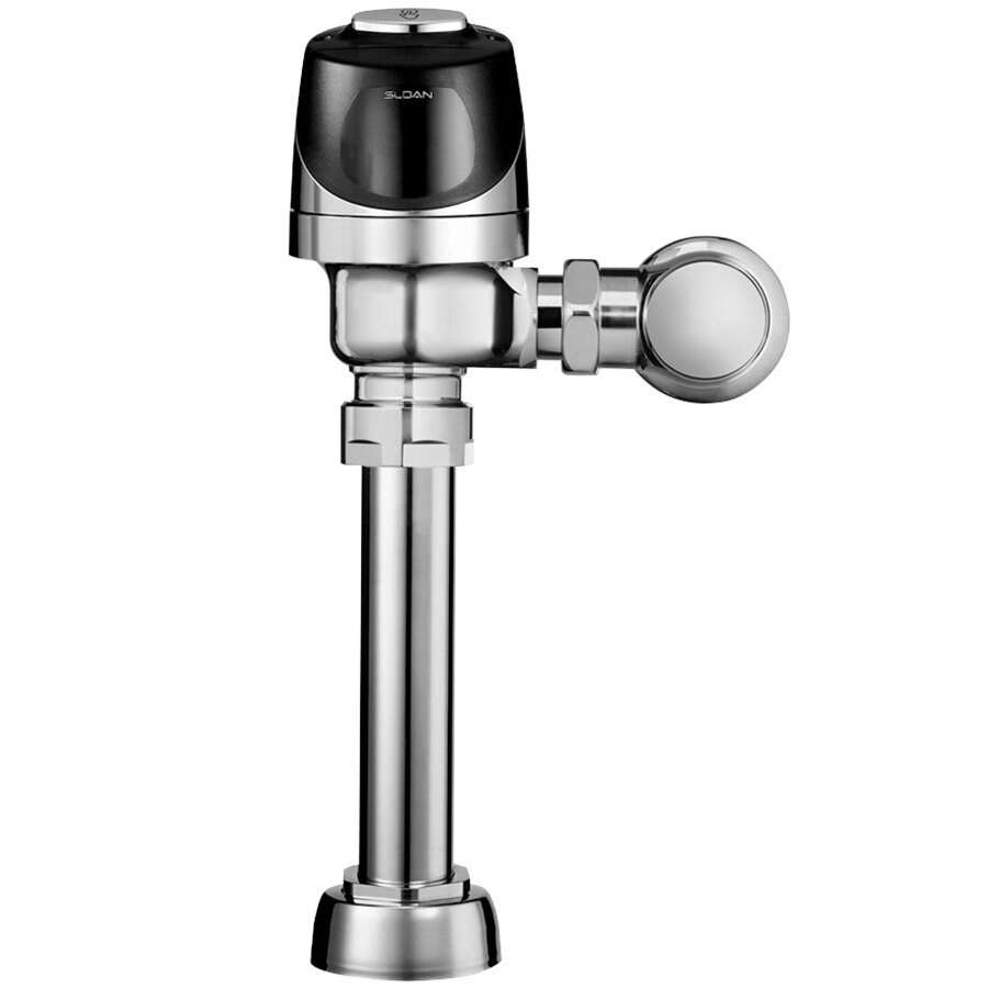 Sloan 3370448 ECOS Battery Powered Chrome Single Flush Exposed Sensor Water Closet Flushometer with Top Spud Fixture Connection and Electrical Override - 1.28 GPF