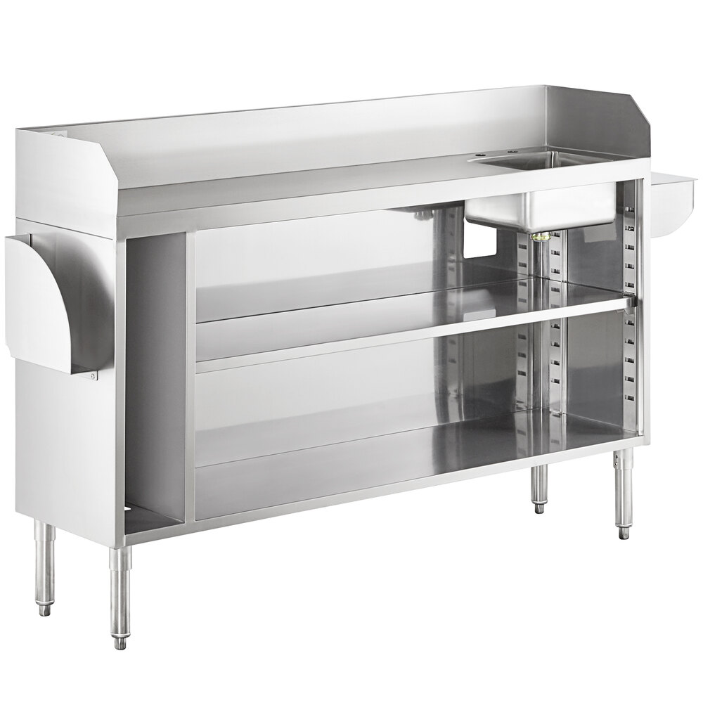 Regency 60" Stainless Steel Bussing / Waitress Station with Pan Holder and Sink Bowl