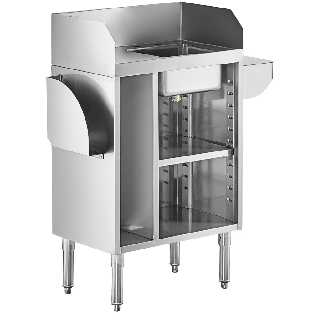 Regency 24" Stainless Steel Bussing / Waitress Station with Pan Holder and Sink Bowl