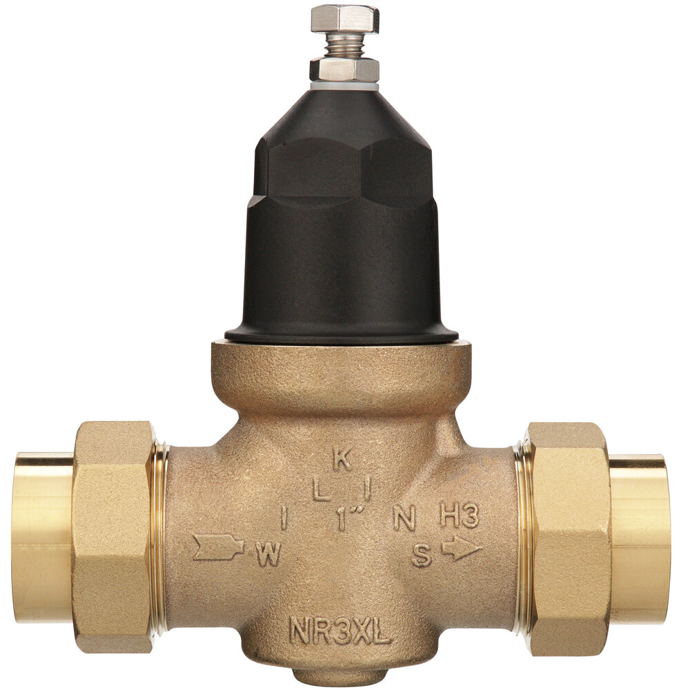 Zurn Elkay 1-NR3XLDU 1" Double Union Water Pressure Reducing Valve with Integral By-Pass Check Valve and Strainer