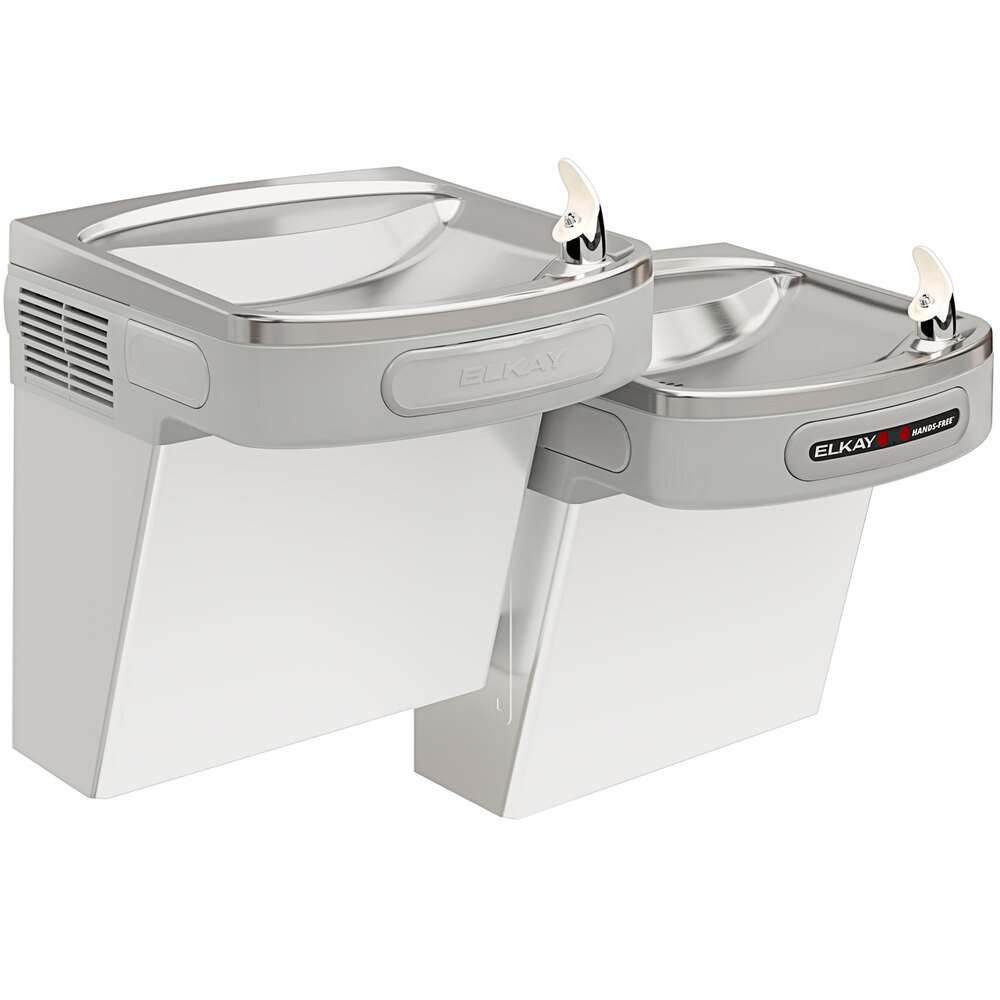 Zurn Elkay EZOSTL8SC Stainless Steel 8 GPH Bi-Level Hands-Free Non-Filtered Wall Mount Drinking Fountain - 115V - Chilled