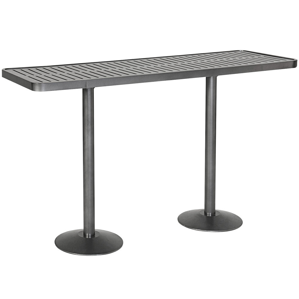 Wabash Valley HAA5E9P Hanna Collection 30" x 72" Gray Horizontal Slat Bar Height Portable Community Table
