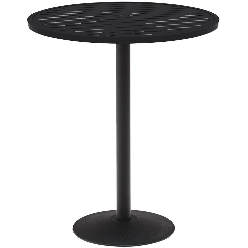 Wabash Valley HAAI79P Hanna Collection 36" Round Horizontal Slat Portable Pedestal Bar Table