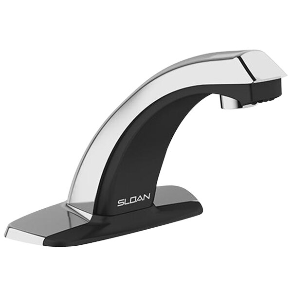 Sloan 3315010BT Optima Bluetooth Polished Chrome Battery Powered Deck Mounted 5 1/8" Sensor Faucet with 4" Plate and 0.5 GPM Laminar Spray Device