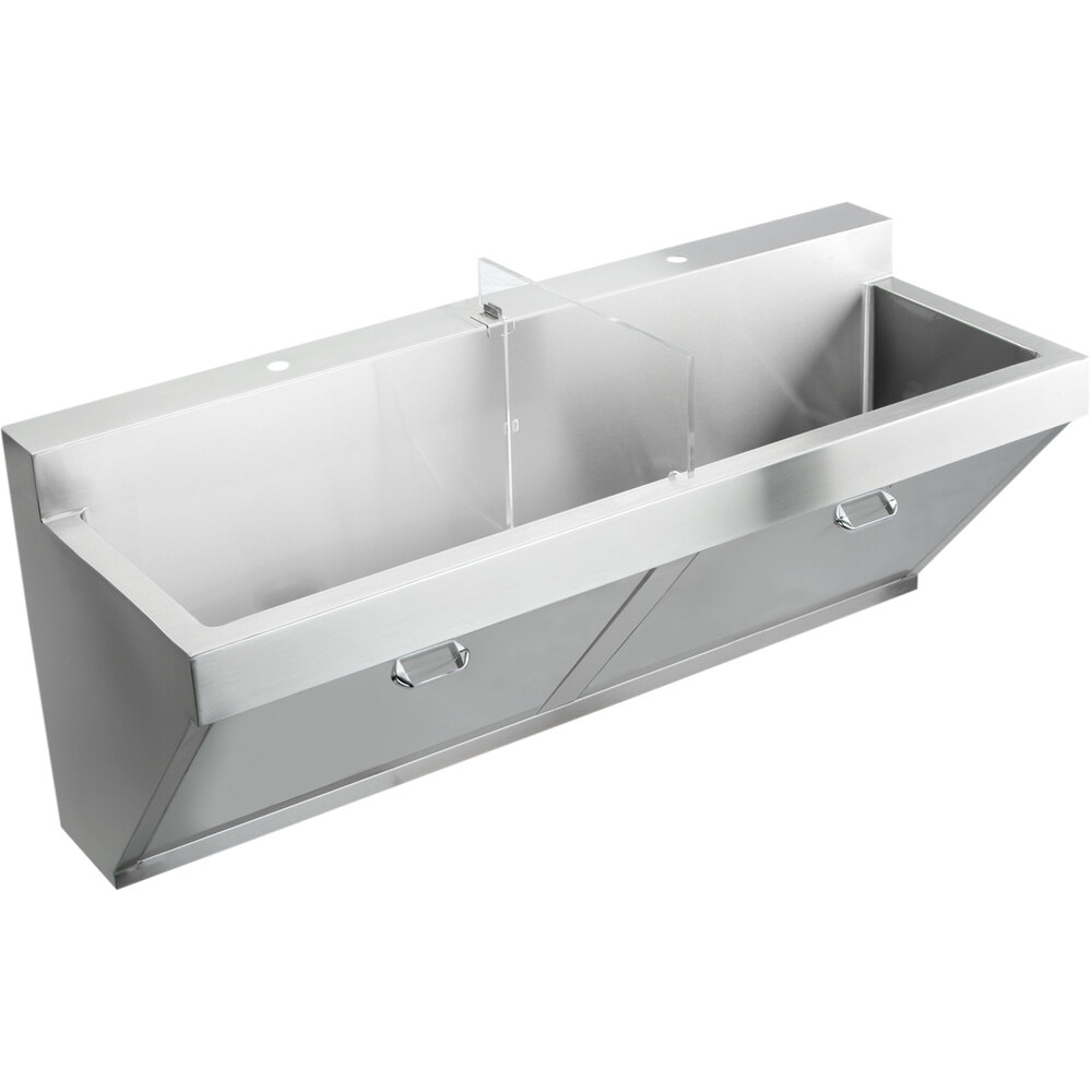 Zurn Elkay EWSF260262 Stainless Steel Wall Hung Double Bowl Surgeon Scrub Sink - 28" x 16 1/4" x 11" Bowl