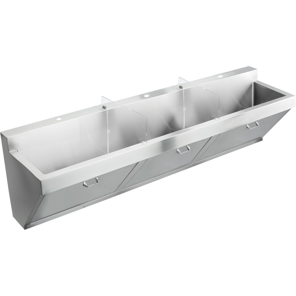 Zurn Elkay EWSF390263 Stainless Steel Wall Hung Triple Bowl Surgeon Scrub Sink - 28" x 16 1/4" x 11" Bowl