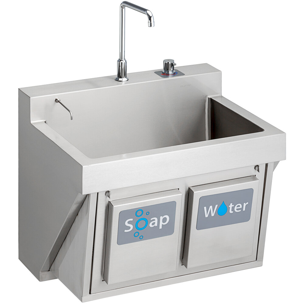 Zurn Elkay EWSF13026KWSC Stainless Steel Wall Hung Single Bowl Surgeon Scrub Sink Kit with Hands-Free Operation - 26" x 16 1/4" x 11" Bowl