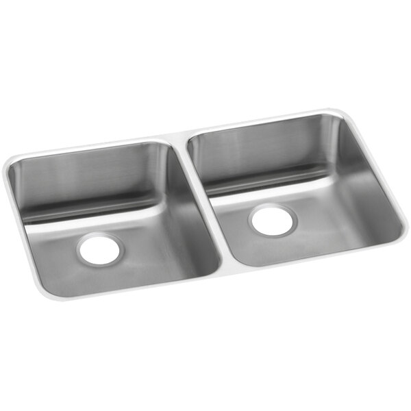 Zurn Elkay ELUHAD321655 Lusterstone Classic Double Bowl Undermount ADA Sink - 14" x 14" x 5 3/8" Bowl