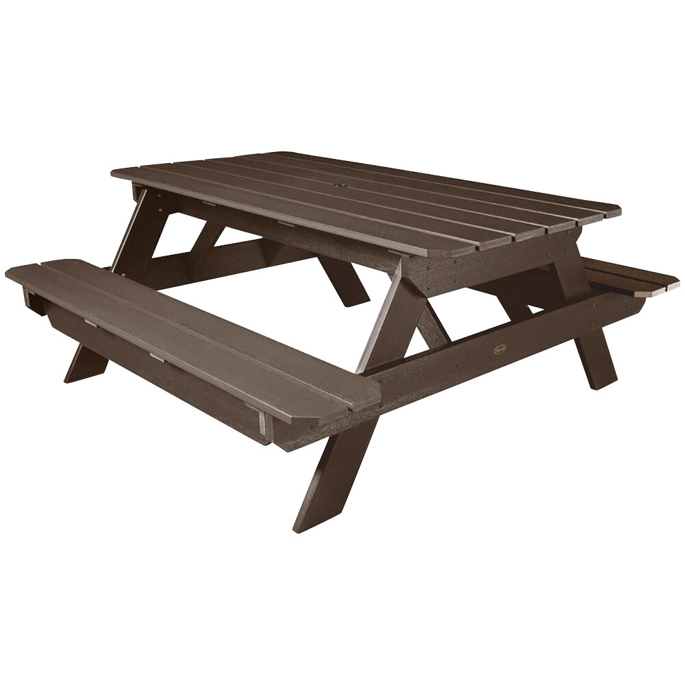 Sequoia by Highwood USA CM-TBLSQ36-ACE National 71 5/8" x 34 1/2" Weathered Acorn Faux Wood Picnic Table