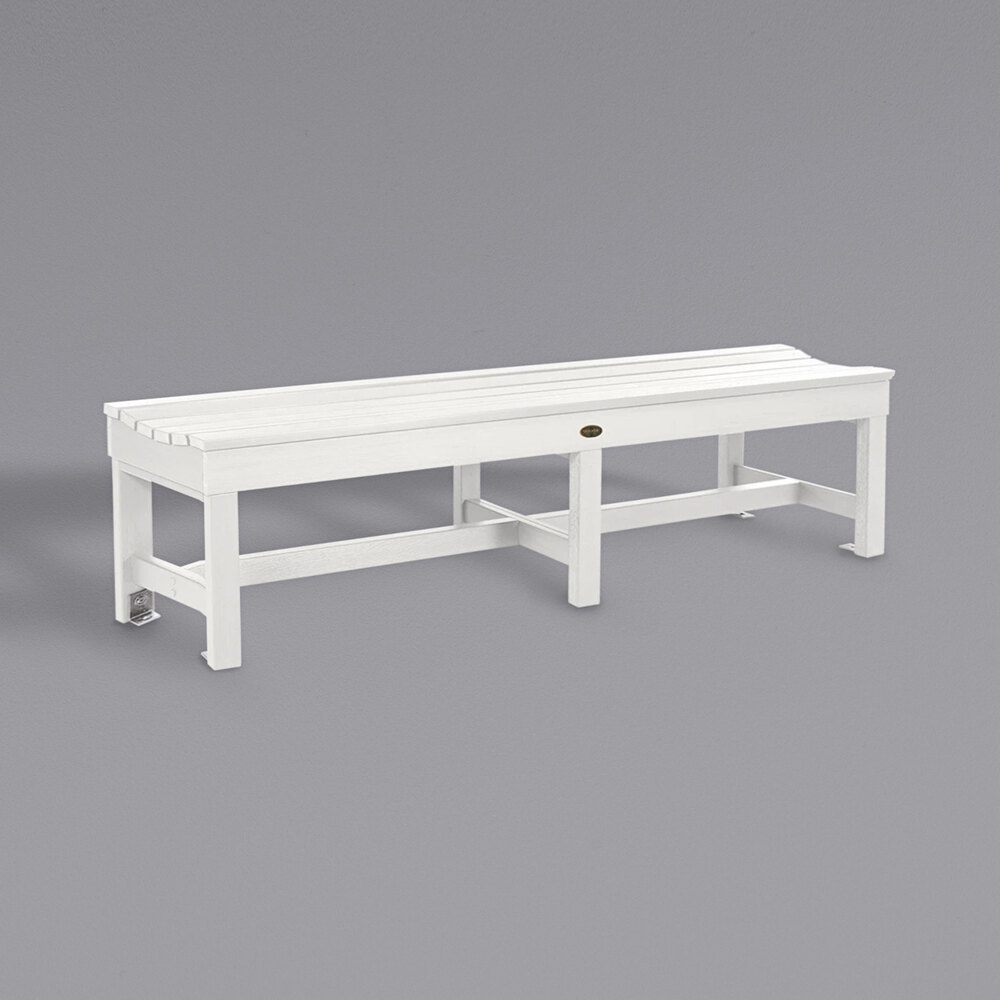 Sequoia Professional by Highwood USA CM-BENSQ61-WHE Weldon 71" x 15 7/8" White Faux Wood Outdoor Backless Bench