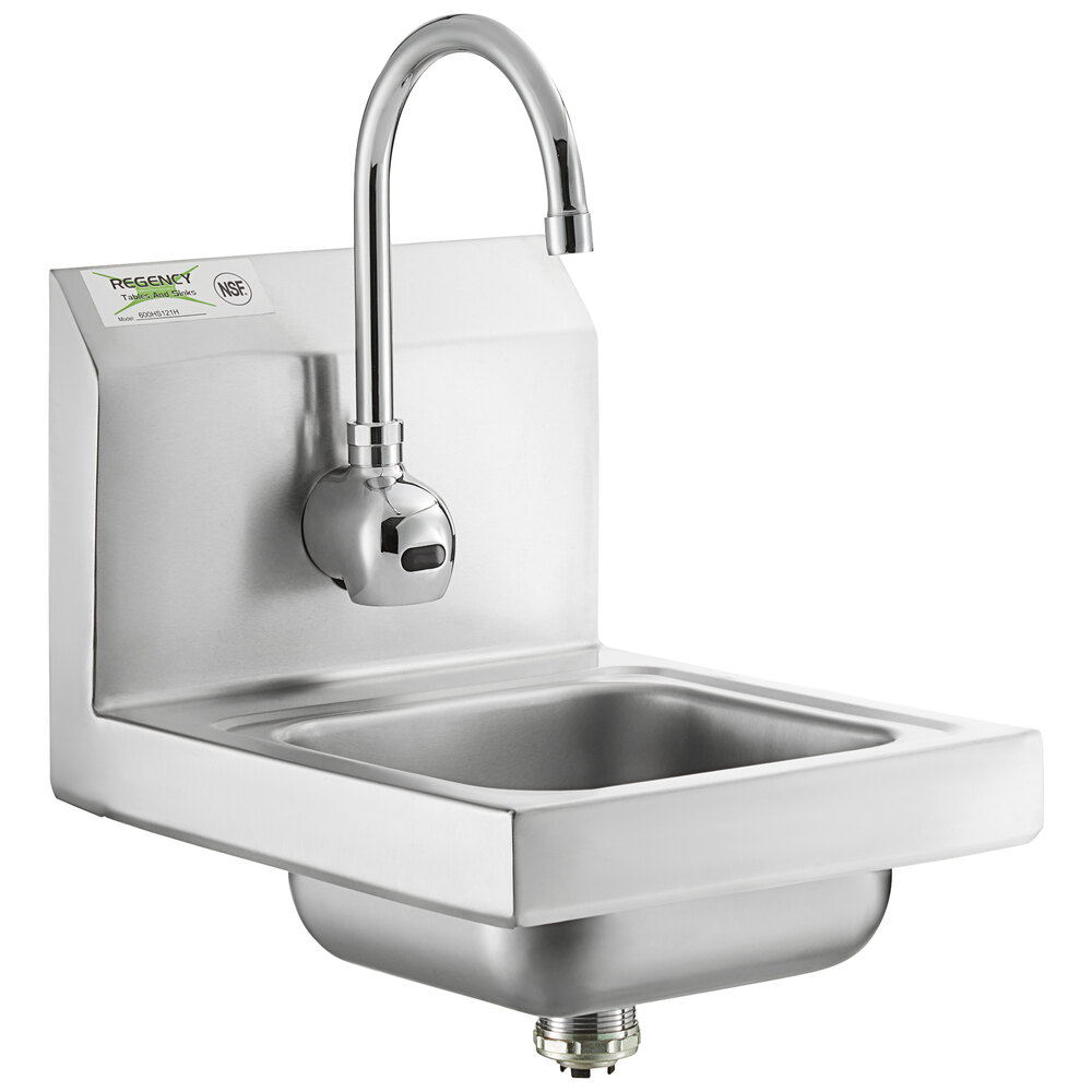 Regency 12" x 16" Wall Mounted Hands-Free Hand Sink with 11 1/8" Gooseneck Sensor Faucet