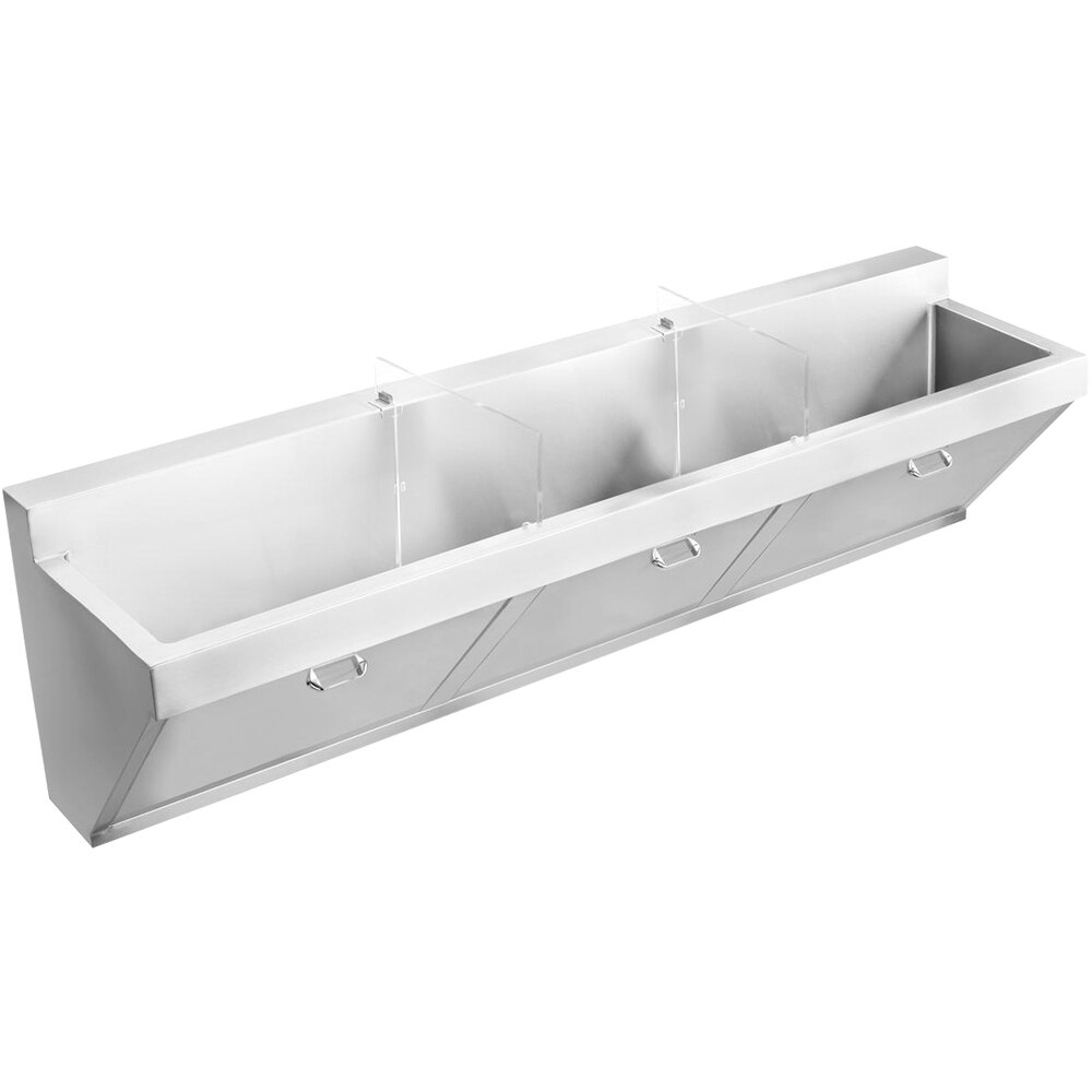 Zurn Elkay EWSF390260 Stainless Steel Wall Hung Triple Bowl Surgeon Scrub Sink with No Faucet Holes - 28" x 16 1/4" x 11" Bowl