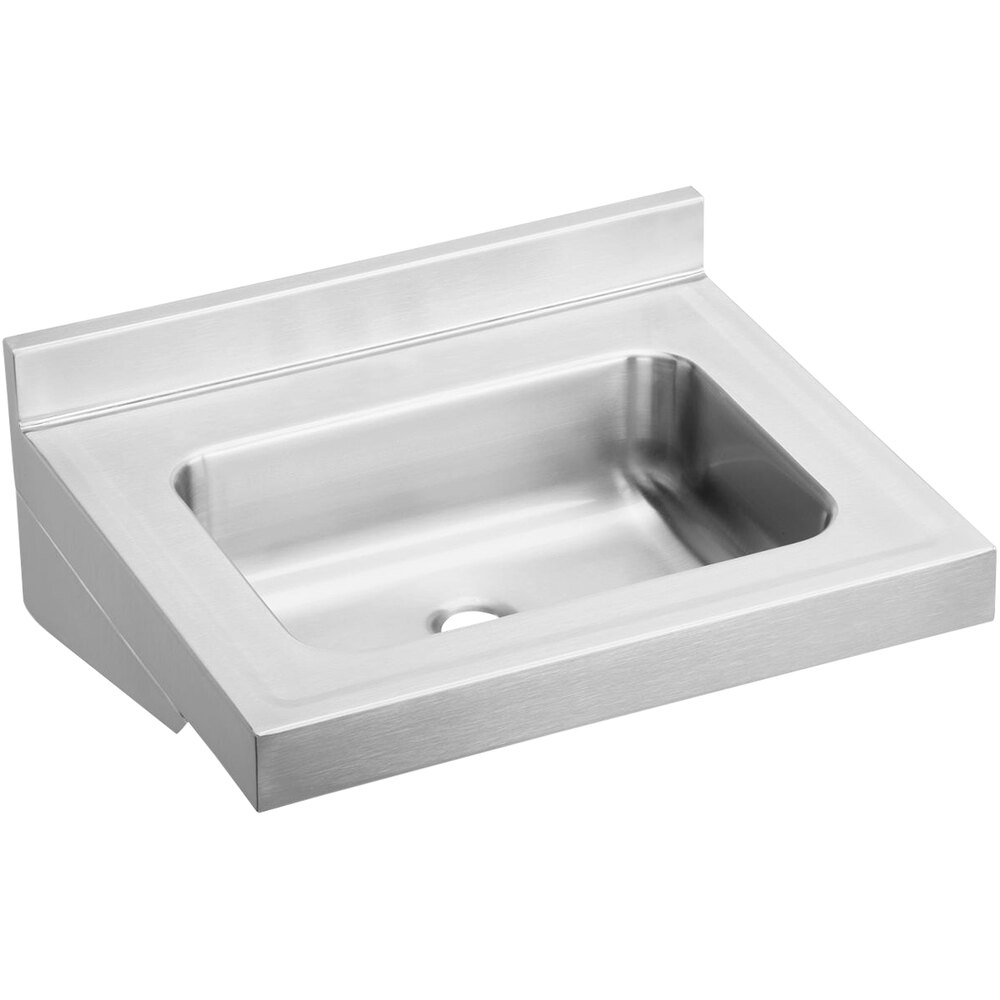 Zurn Elkay ELV22190 Stainless Steel Wall Hung Single Bowl ADA Lavatory Sink with No Faucet Holes - 16" x 11 1/2" x 5 1/2" Bowl