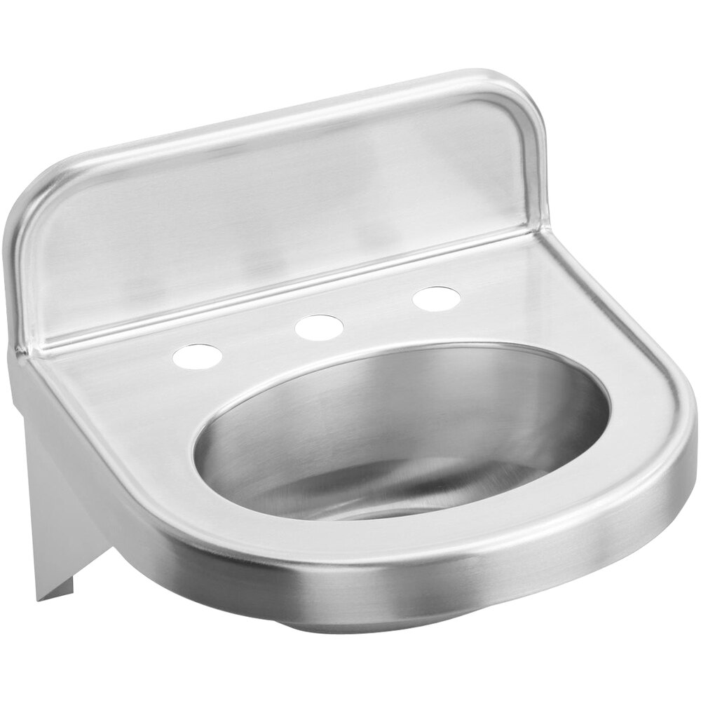 Zurn Elkay ELV18170 Stainless Steel Wall Hung Single Bowl ADA Lavatory Sink with No Faucet Holes - 13 5/8" x 10 1/8" x 5 13/16" Bowl