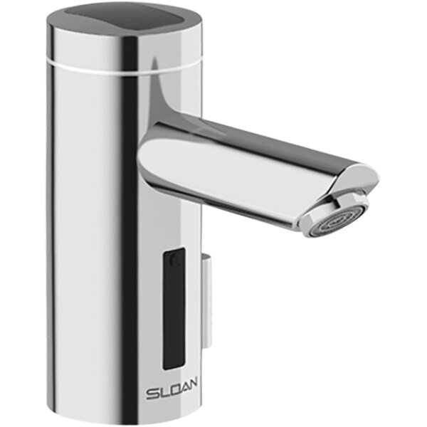 Sloan 3335047 Optima Polished Chrome Solar Powered Deck Mounted Sensor Faucet with 5 5/16" Spout, Side Mixer, and 0.5 GPM Aerated Spray Device