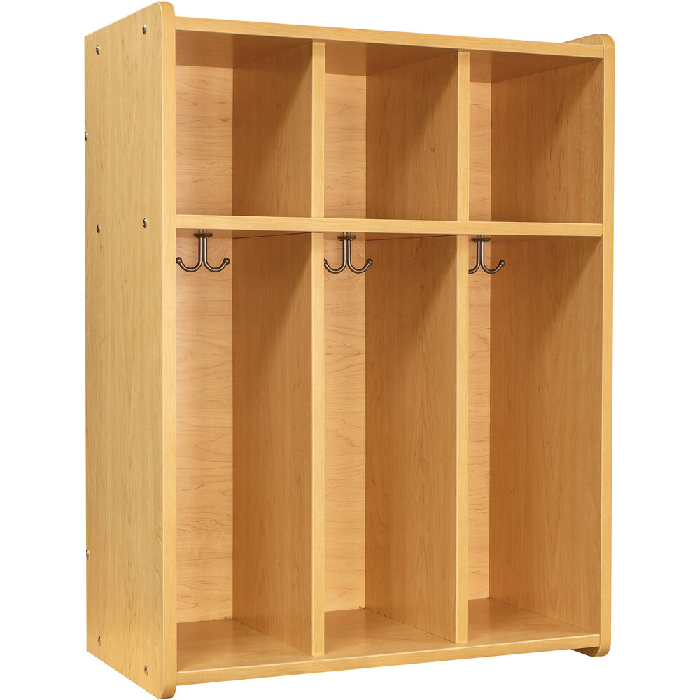 Tot Mate TML402R.S2222 Maple 3 Section Laminate Floor Locker - 28" x 15" x 37 1/2"; Unassembled