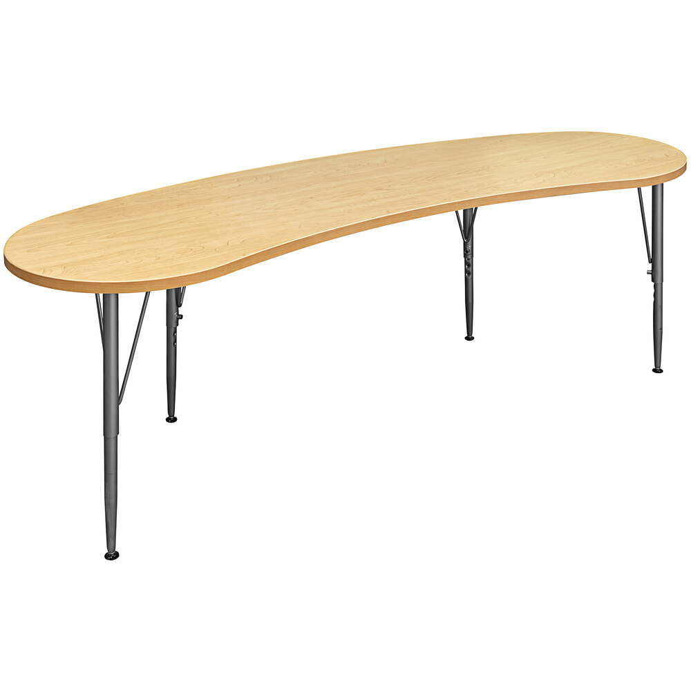 Tot Mate TM9373R.S22S0 72" x 26" Maple Curved Laminate Table - 21" - 30" Height; Unassembled