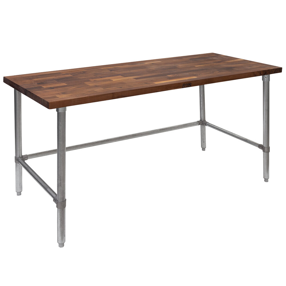 John Boos & Co. WAL-JNB03-O Walnut Wood Top Work Table with Galvanized Base - 24" x 60"