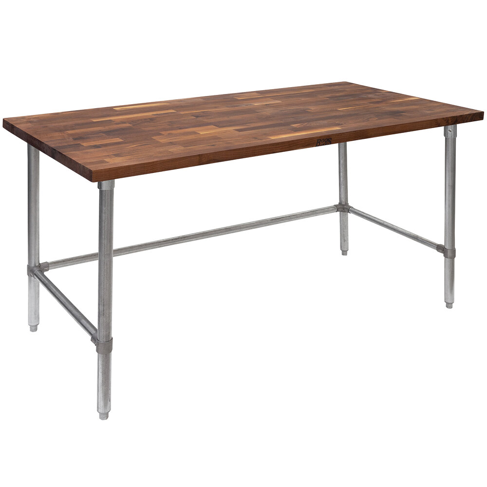 John Boos & Co. WAL-JNB09-O Walnut Wood Top Work Table with Galvanized Base - 30" x 60"