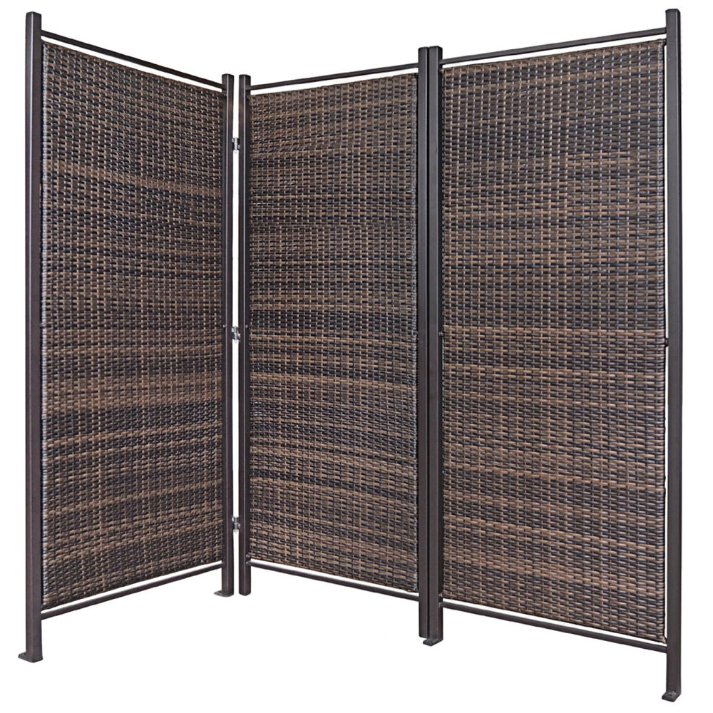 Versare 1730406 Brown Folding Outdoor Wicker Partition - 6' x 6'