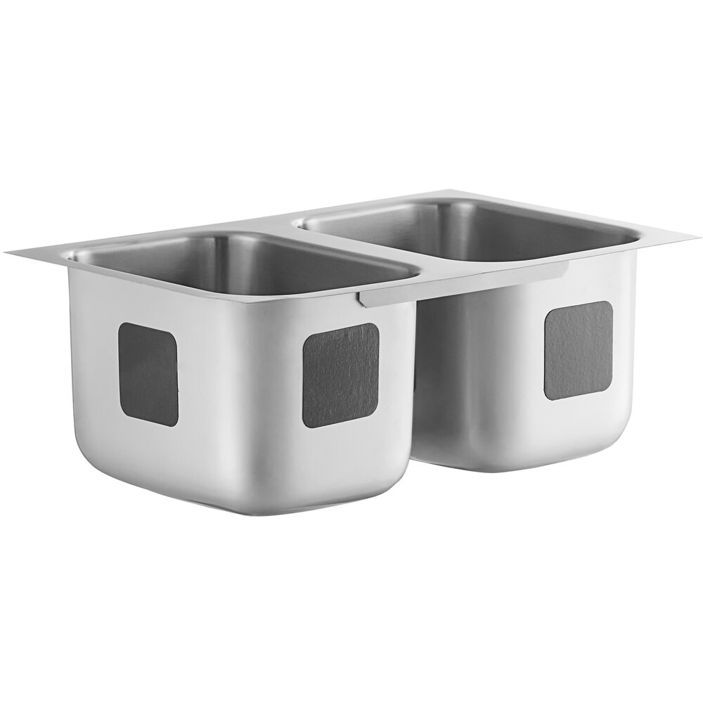 Waterloo 10" x 14" x 10" 18 Gauge Stainless Steel Two Compartment Undermount Sink