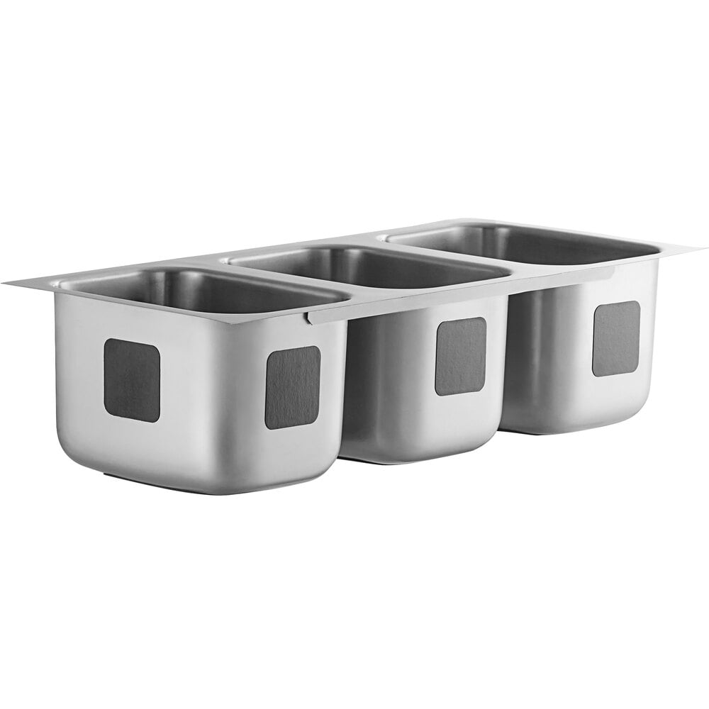 Waterloo 10" x 14" x 10" 18 Gauge Stainless Steel Three Compartment Undermount Sink