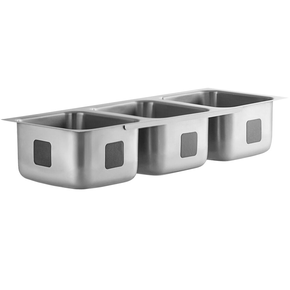 Waterloo 14" x 16" x 10" 18 Gauge Stainless Steel Three Compartment Undermount Sink