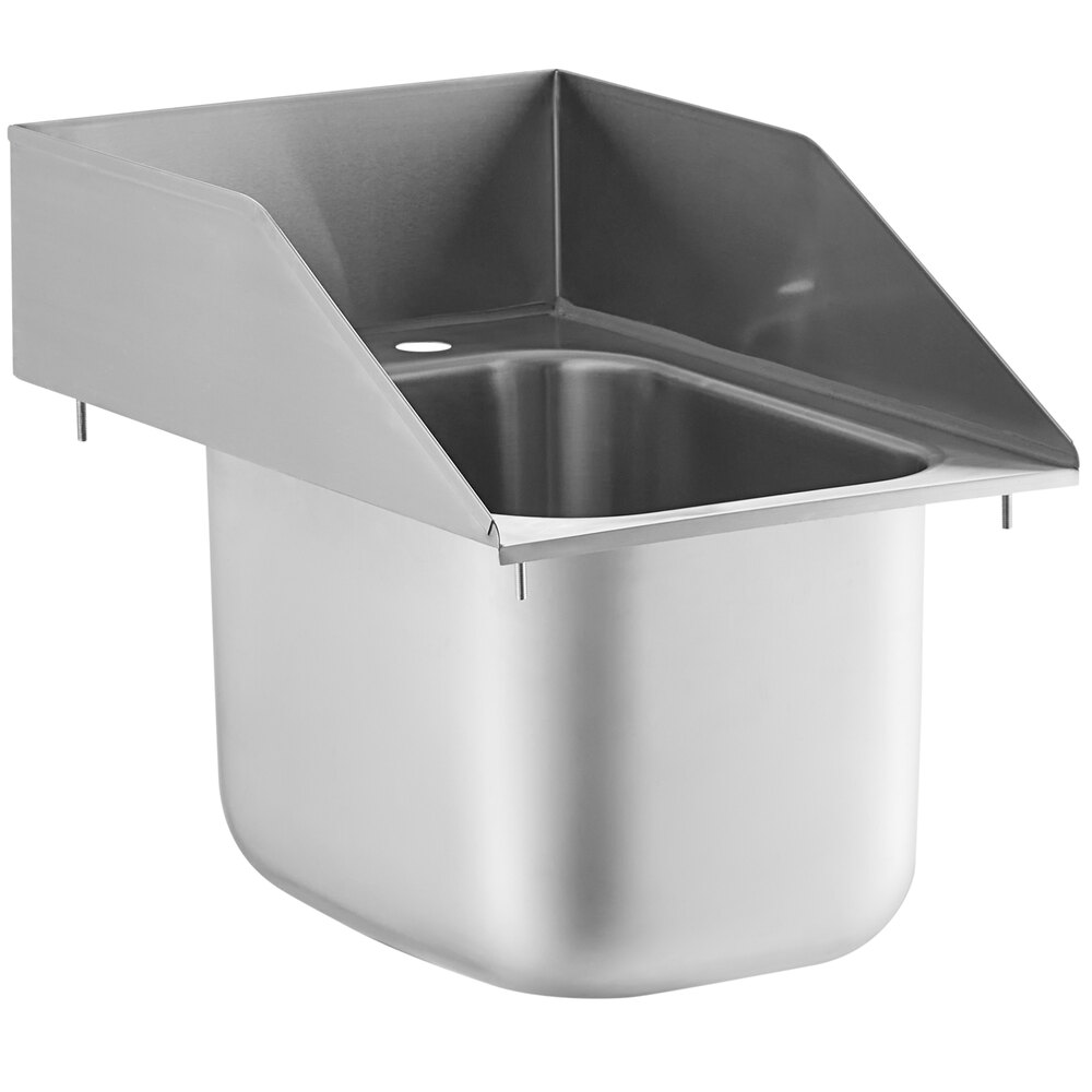 Regency 10" x 14" x 10" 20 Gauge Stainless Steel One Compartment Drop-In Sink with Side Splashes