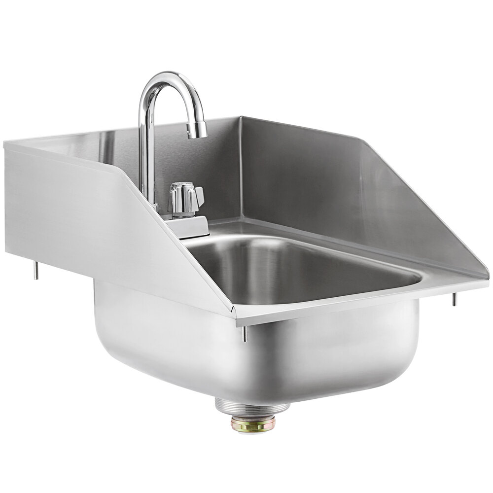 Regency 10" x 14" x 5" 20 Gauge Stainless Steel One Compartment Drop-In Sink with Gooseneck Faucet and Side Splashes