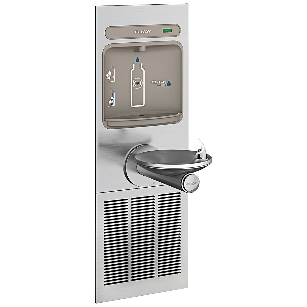 Zurn Elkay EZWS-ERPBM8K ezH20 8 GPH Stainless Steel Hands-Free Non-Filtered Bottle Filling Station with SwirlFlo Fountain - Chilled
