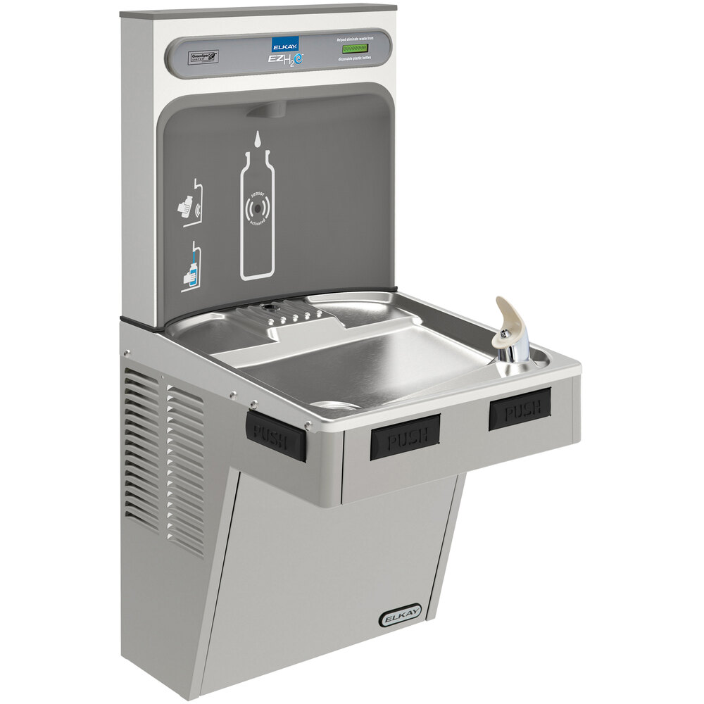 Zurn Elkay EMABF8WSLK ezH20 8 GPH Light Gray Non-Filtered Bottle Filling Station with Touchless Sensor Activation - Chilled