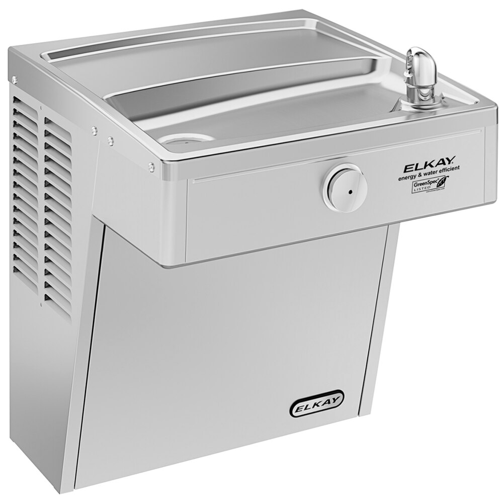 Zurn Elkay VRCGRN8 8 GPH Stainless Steel Wall Mount Non-Filtered Vandal-Resistant GreenSpec Drinking Fountain - Chilled