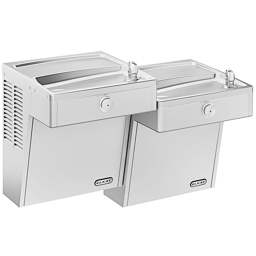 Zurn Elkay VRCTLFR8SC 8 GPH Stainless Steel Wall Mount Non-Filtered Bi-Level Frost-Resistant Vandal-Resistant Drinking Fountain - Chilled