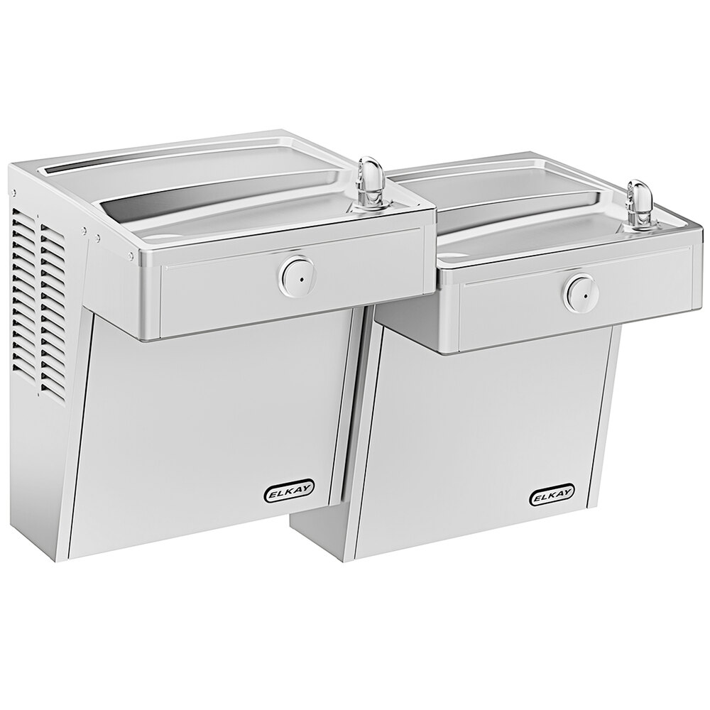 Zurn Elkay VRCTLSC8SC 8 GPH Stainless Steel Wall Mount Non-Filtered Bi-Level Vandal-Resistant Drinking Fountain with Louver Screens - Chilled