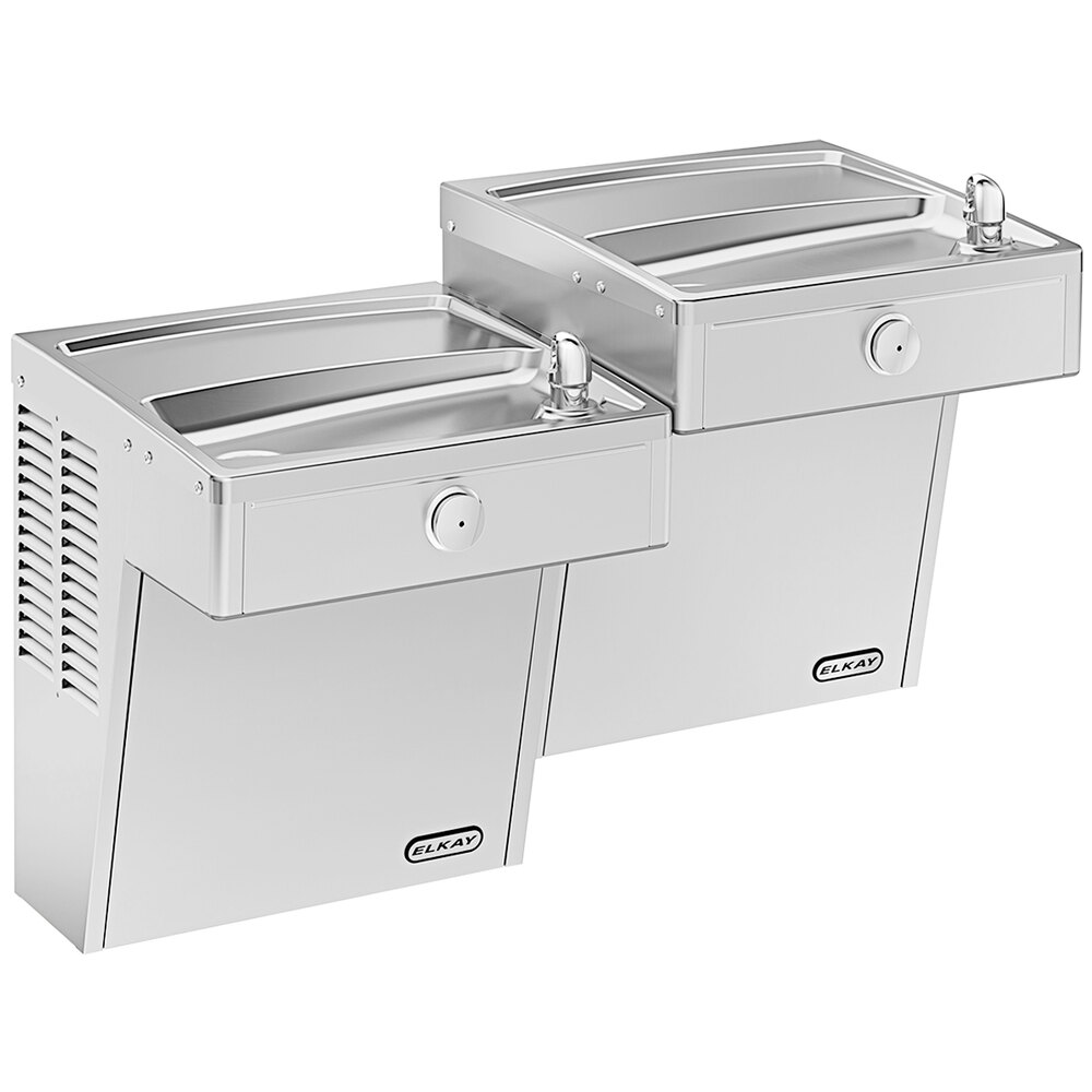 Zurn Elkay VRCTLR8SC 8 GPH Stainless Steel Wall Mount Non-Filtered Reverse Bi-Level Vandal-Resistant Drinking Fountain - Chilled
