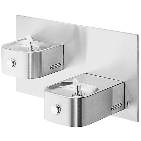 Zurn Elkay EDFP217FC Soft Sides Stainless Steel Bi-Level Wall Mount Non-Filtered Drinking Fountain - Non-Refrigerated