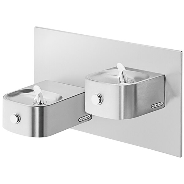 Zurn Elkay EDFP217RAC Soft Sides Stainless Steel Reverse Bi-Level Wall Mount Non-Filtered Freeze-Resistant Drinking Fountain - Non-Refrigerated