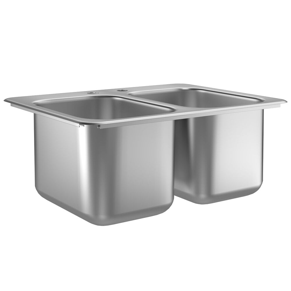 Regency 10" x 14" x 10" 20 Gauge Stainless Steel Two Compartment Drop-In Sink