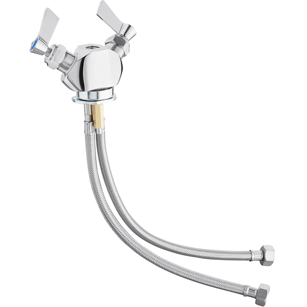 Fisher 63134 Single Deck Mount Faucet Base with 1/2" Control Valves, Check Stems, and Lever Handles