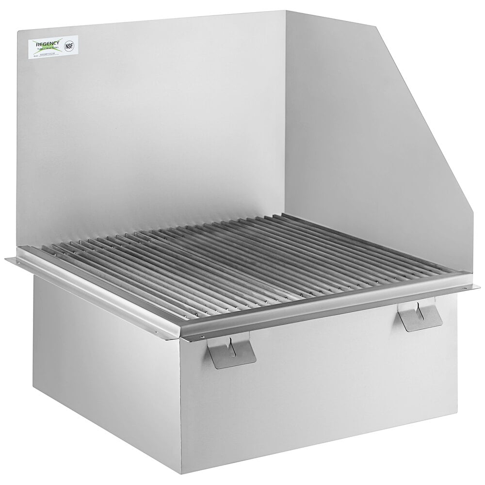 Regency 16-Gauge 304 Stainless Steel Floor Mounted Mop Sink with Right Side Splash Guard - 22" x 21 3/8" x 10" Bowl