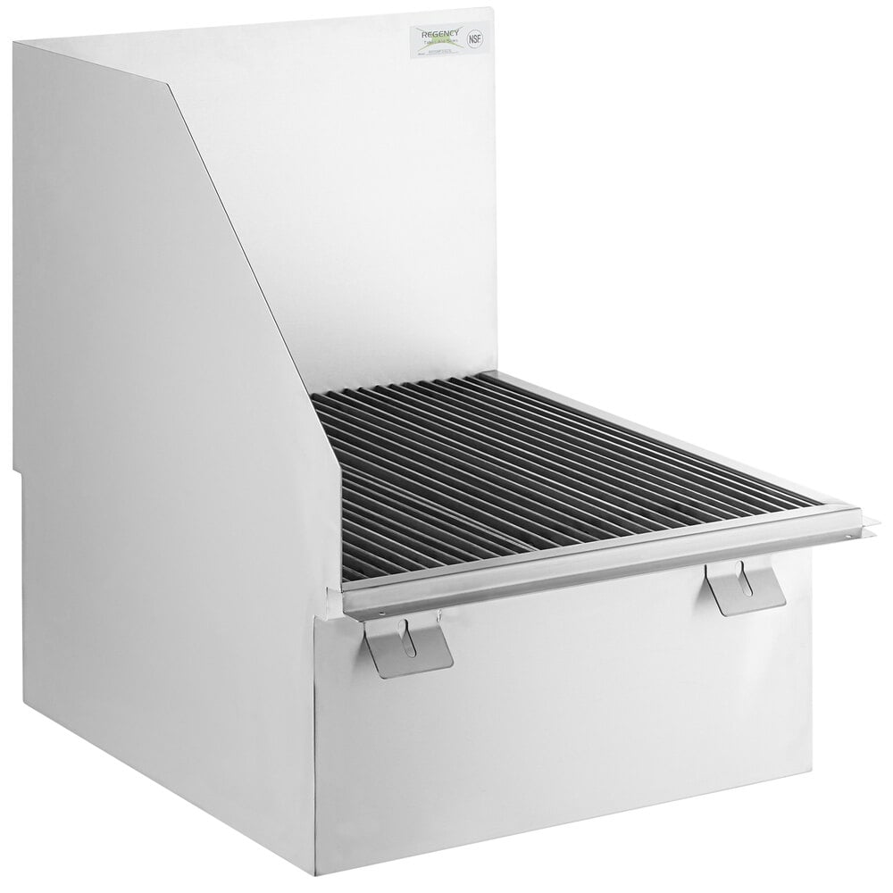 Regency 16-Gauge 304 Stainless Steel Floor Mounted Mop Sink with Left Side Splash Guard - 22" x 21 3/8" x 10" Bowl