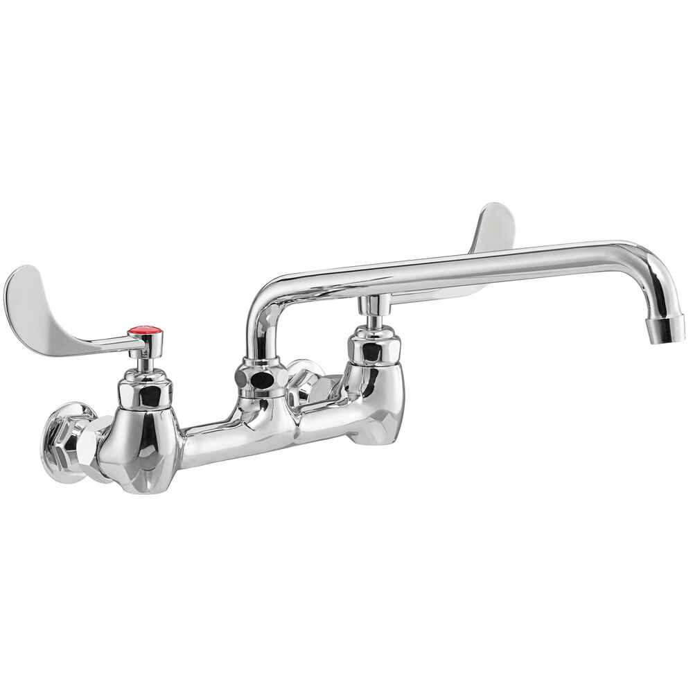 Waterloo Wall-Mounted Faucet with 8" Centers, 12" Swing Spout, and Wrist Handles