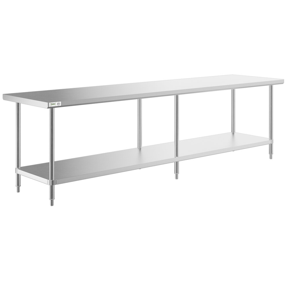 2228283.jpg Regency 30" x 120" 16-Gauge 304 Stainless Steel Commercial Work Table with Undershelf