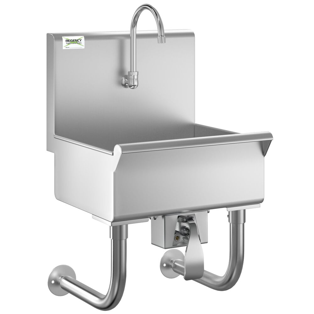 Regency Wall-Mounted 18" x 17 1/2" Hand Sink with 1 Knee-Operated Single-Inlet Faucet