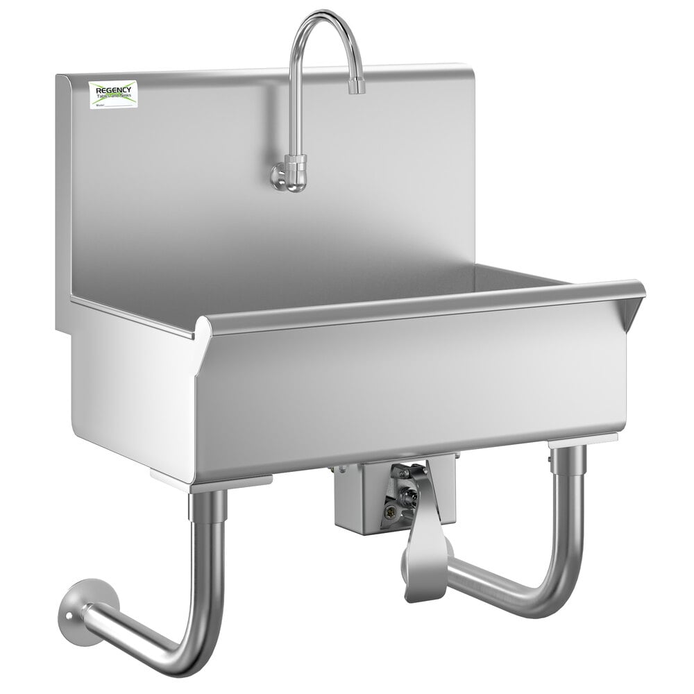 Regency Wall-Mounted 24" x 17 1/2" Hand Sink with 1 Knee-Operated Single-Inlet Faucet