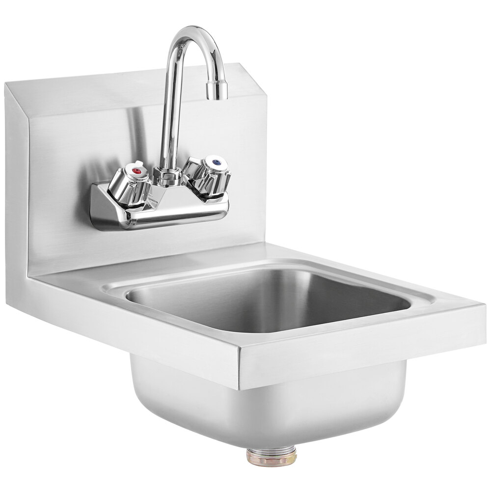 Steelton 12" x 16" Wall Mounted Hand Sink with Gooseneck Faucet